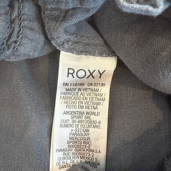 Roxy Oceanside Linen Blend Wide Leg Lounge Low Rise Boho Pants Gray Small - Picture 6 of 6